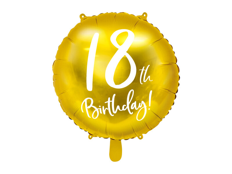 Small Gold Round 18th Foil Balloon 45cm