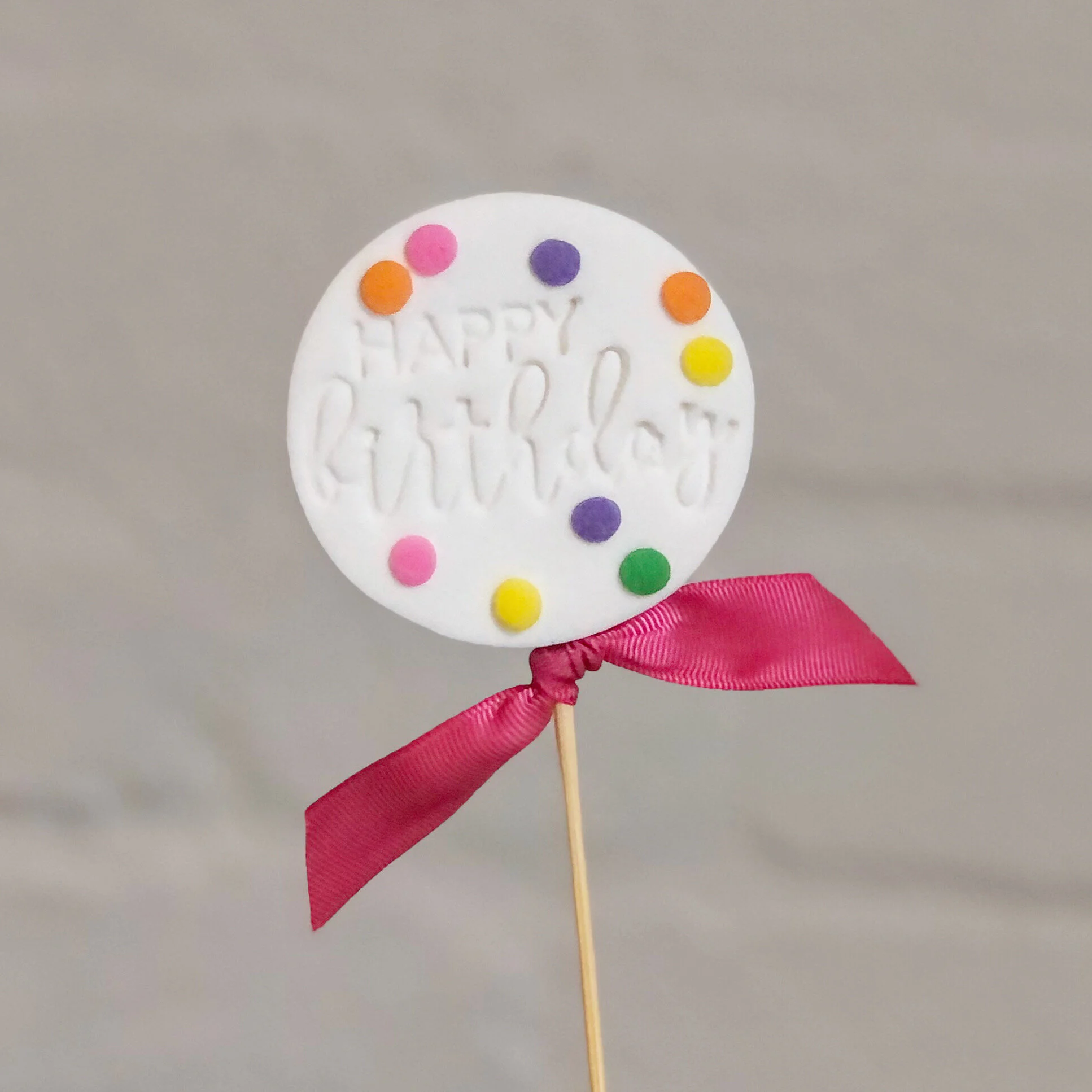 Pink Happy Birthday Icing Cake Topper