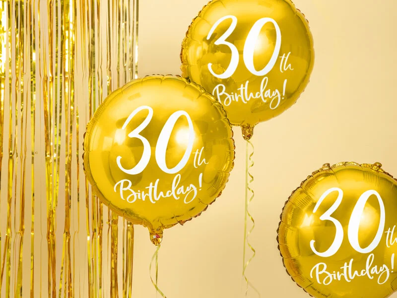 Small Gold Round 30th Foil Balloon 45cm_1.jpg