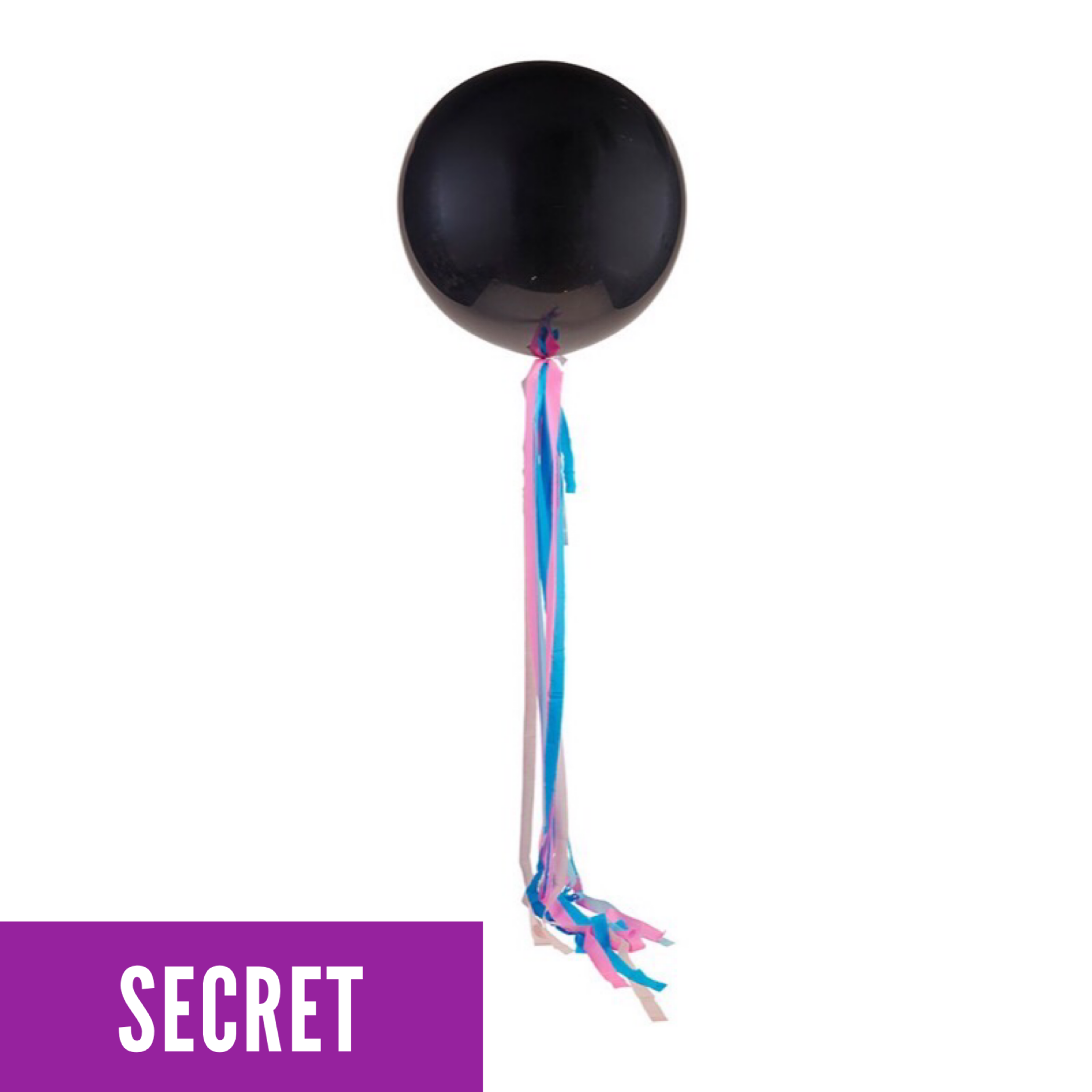 Secret Baby Gender Reveal 90cm Balloon And Streamer Tail