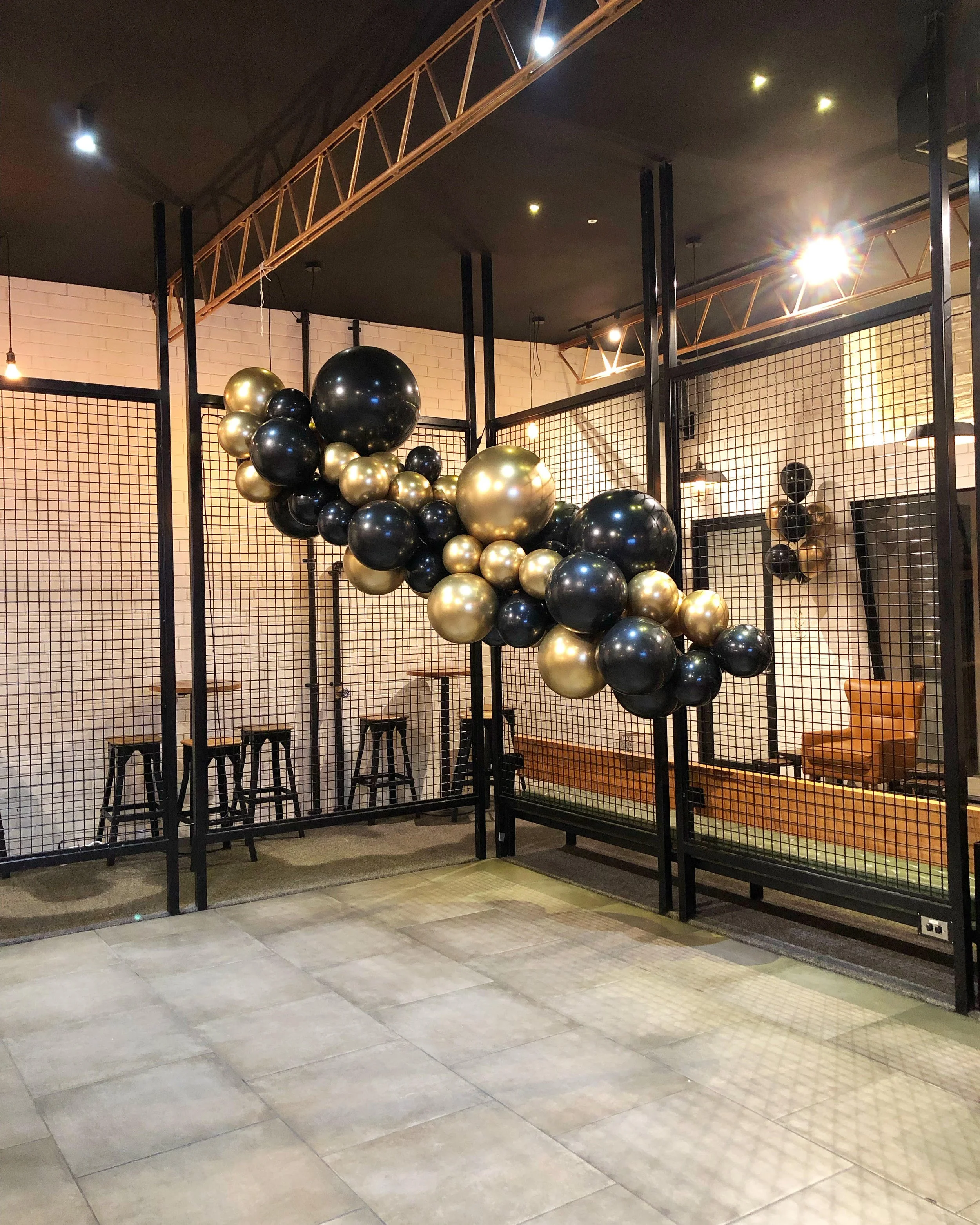 Black And Gold Balloon Garland (min 2m) - Inflated