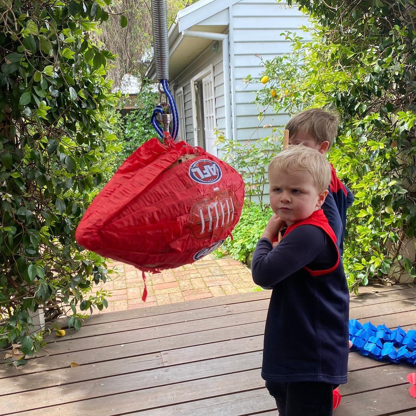 The ultimate pre match entertainment! 🏈💪 Pick up an offical @afl footy pi&ntilde;ata and party supplies from @burntbuttercakes tomorrow from 9.30-5pm ahead of a huge weekend of finals footy viewing! 🤟