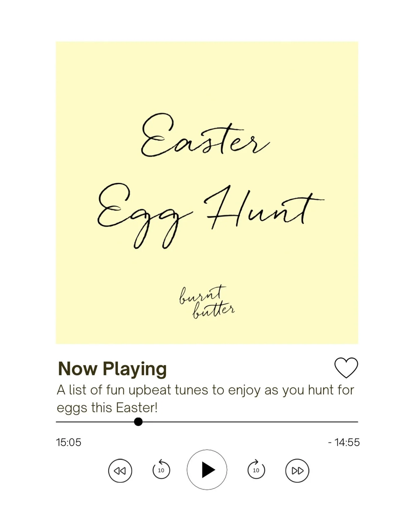 The Easter bunny has arrived early with a little gift from us to you! We are on @spotifyaunz and have created a fun playlist for you to save and enjoy tomorrow as you hunt for eggs. 🎶✨

Search Spotify for Burnt Butter and save yourself the hassle of