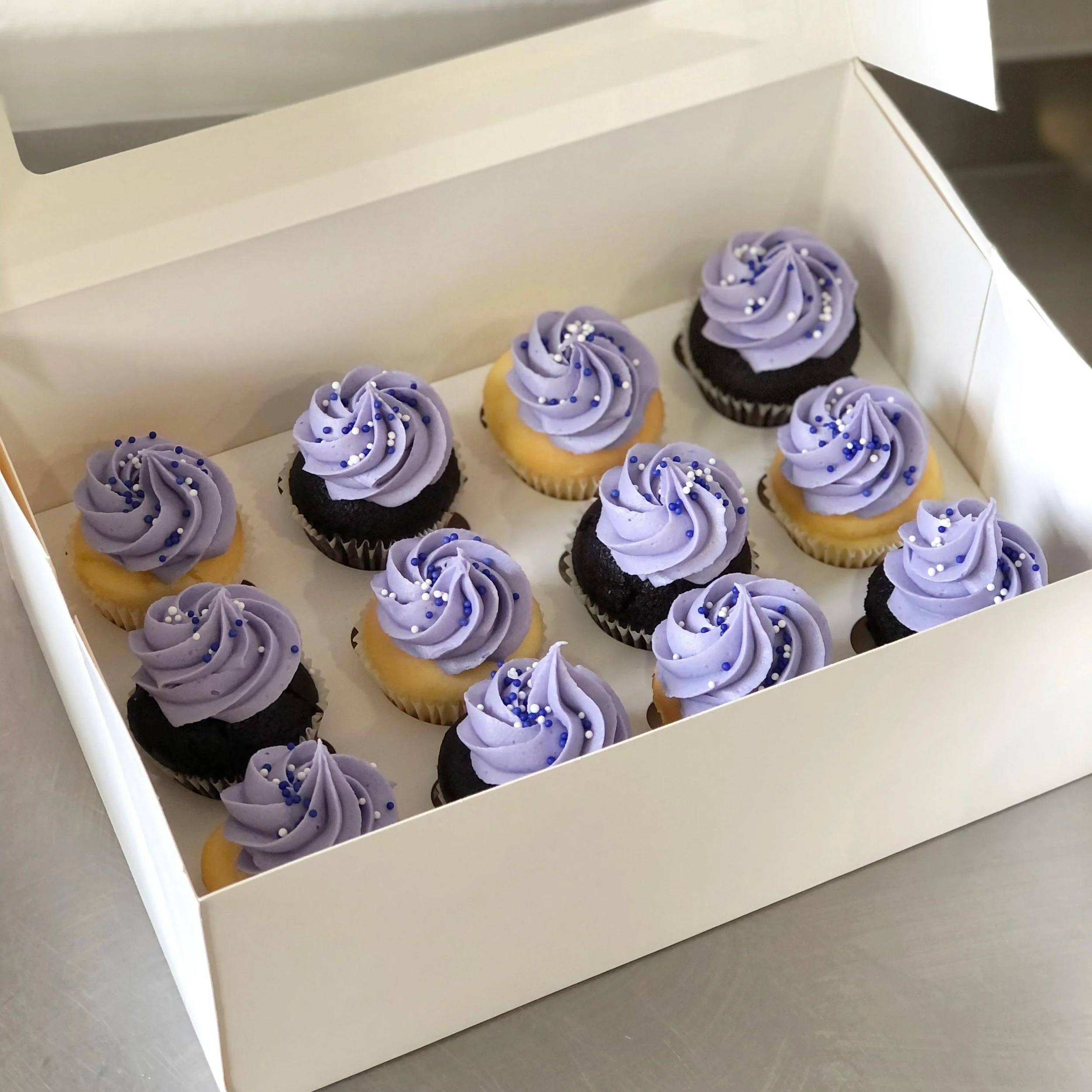 Custom Colour Buttercream Swirl Cupcakes With Sprinkles