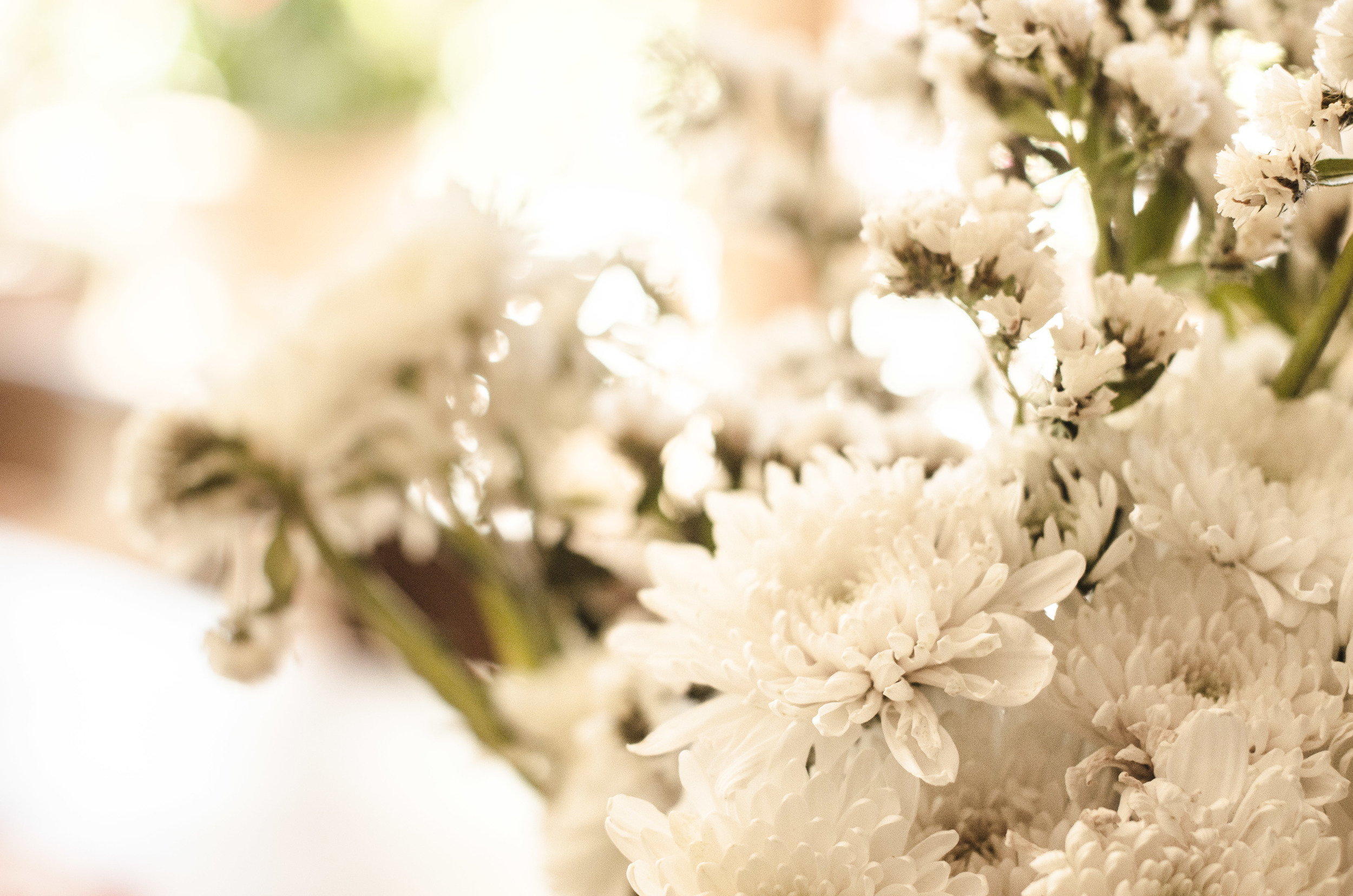 White Chrysanthemum & White Limonium Sinuatum 