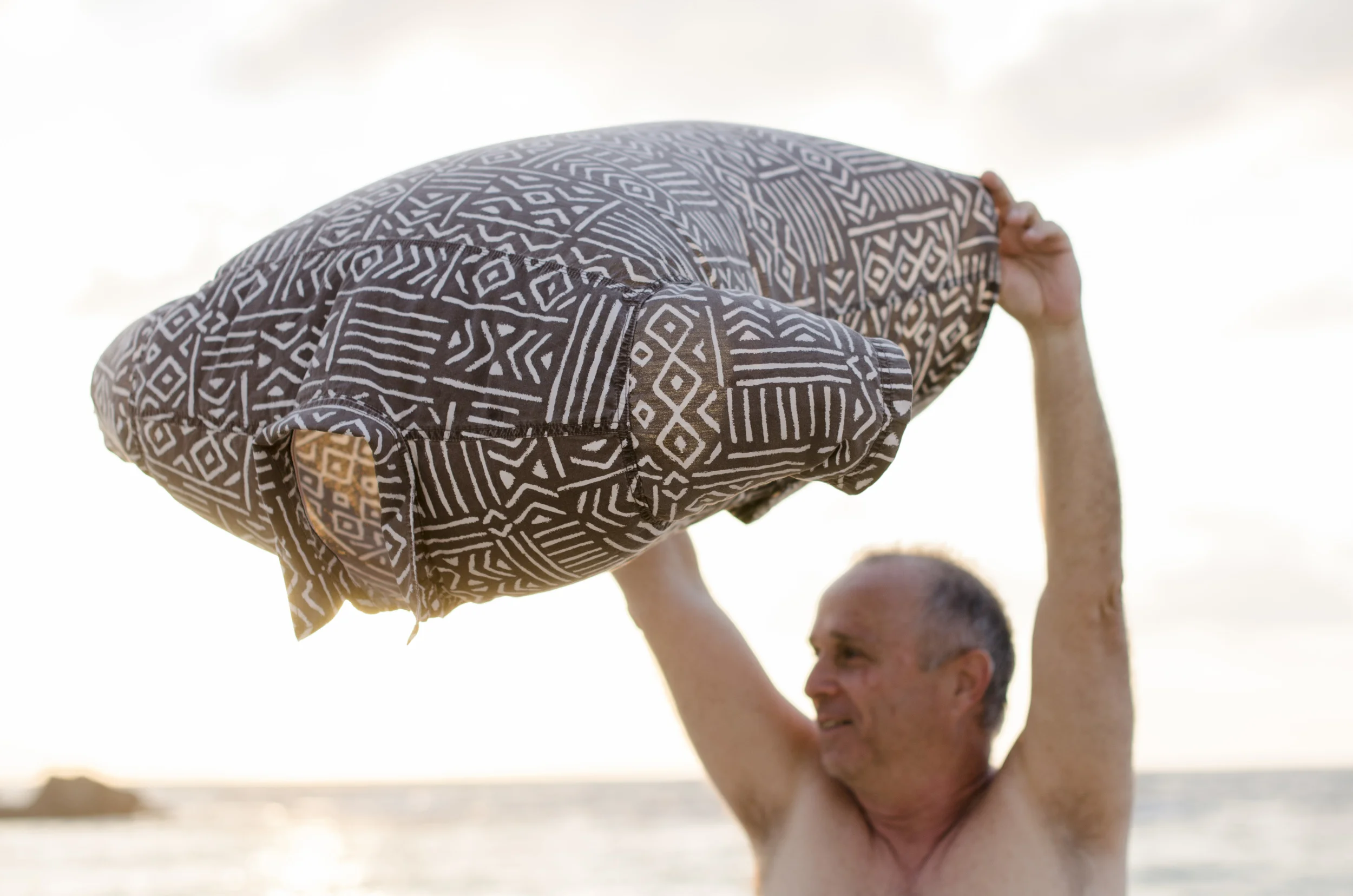 My father, playing with the wind