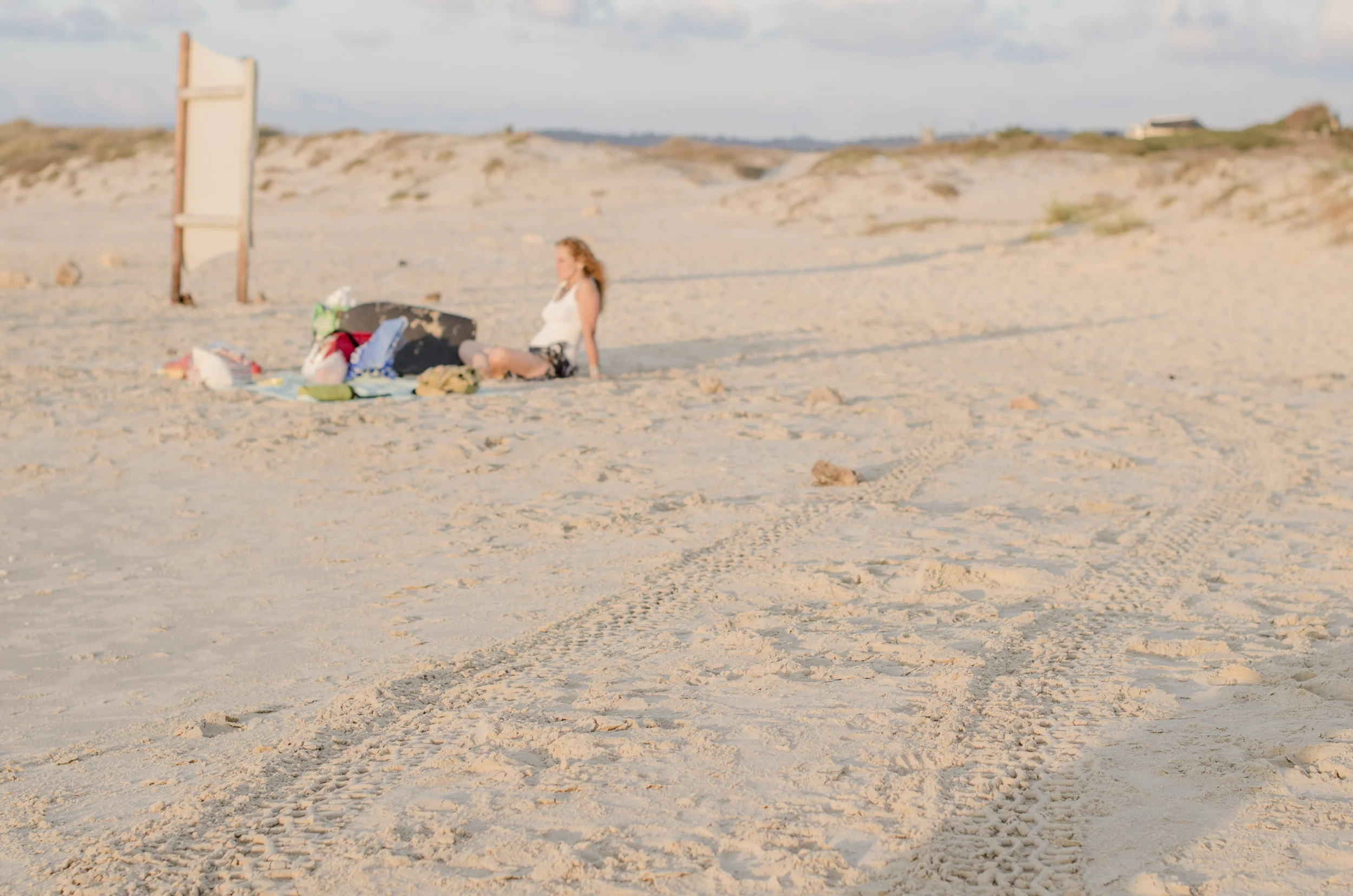 Tire tracks on the sand