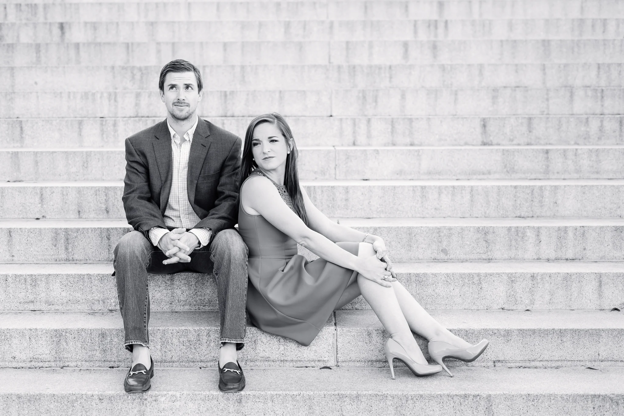 Stylish, romantic, natural and laid back Downtown Engagement Photography, Pink fuchsia dress portraits, Charleston SC engagement Photographer