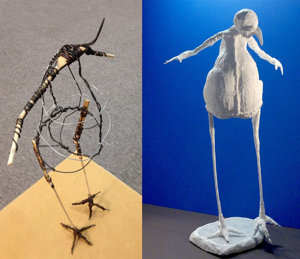 example of an internal sculpture armature and the final sculpture