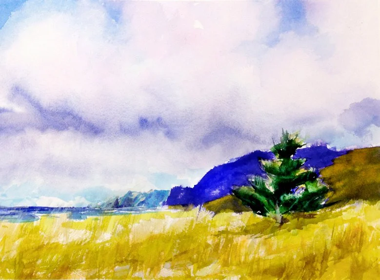 Example watercolor class demonstration for basic techniques