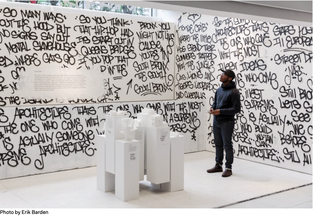 A new exhibit, “Close to the Edge: The Birth of Hip-Hop Architecture” is on view at the Center for Architecture in New York until Jan. 12.