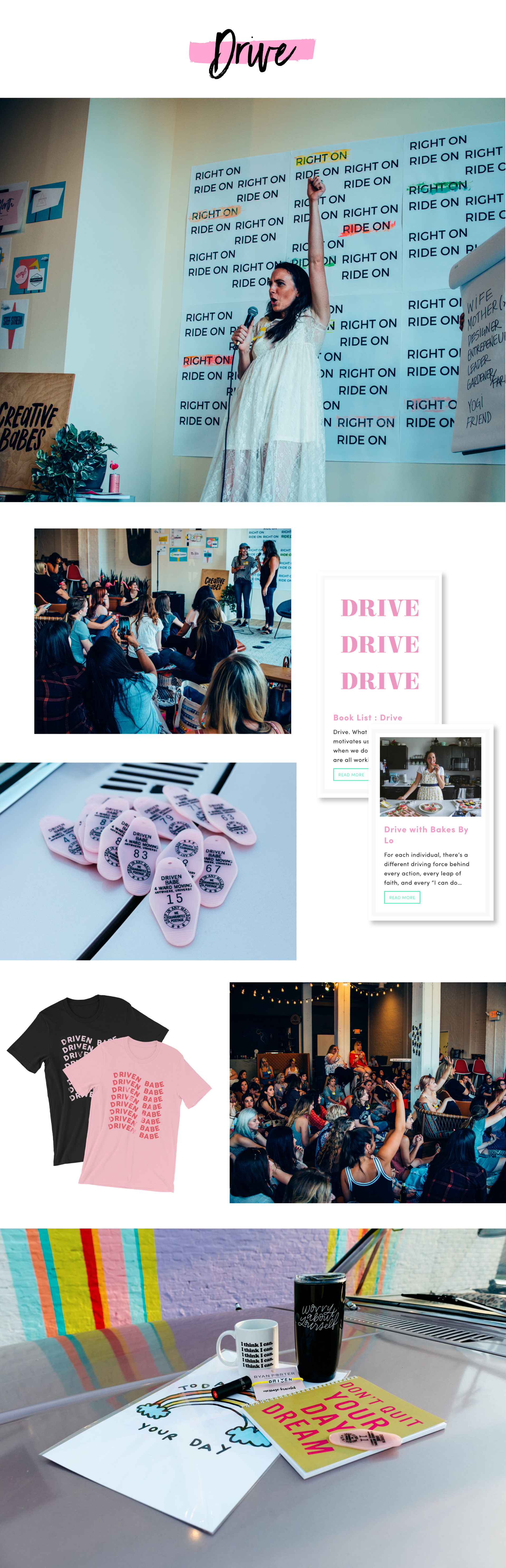 Our Drive initiative included blog content, merch, a theme specific workshop + social media giveaway