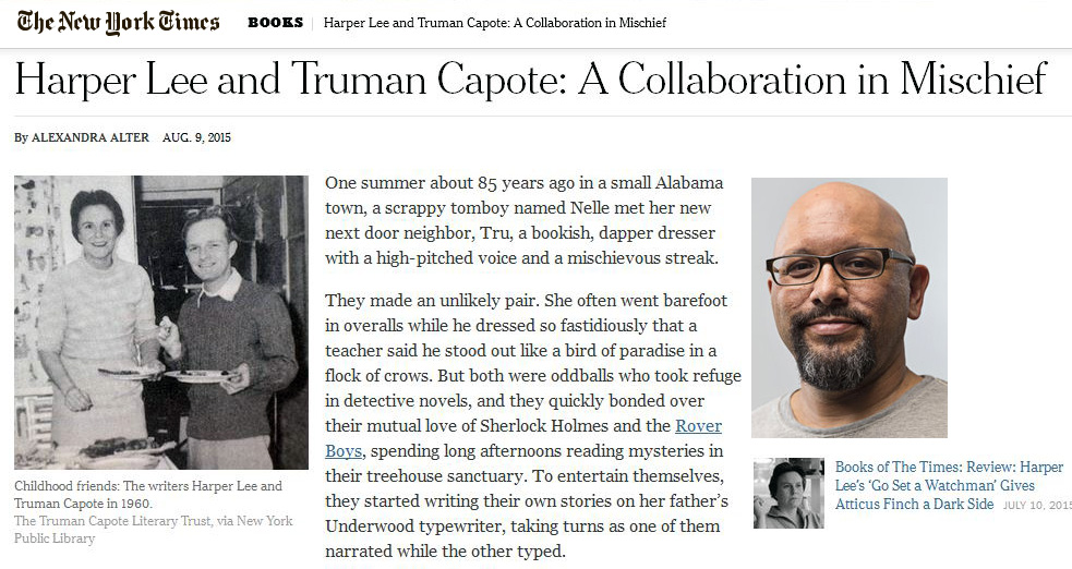 NYT article on me and the book