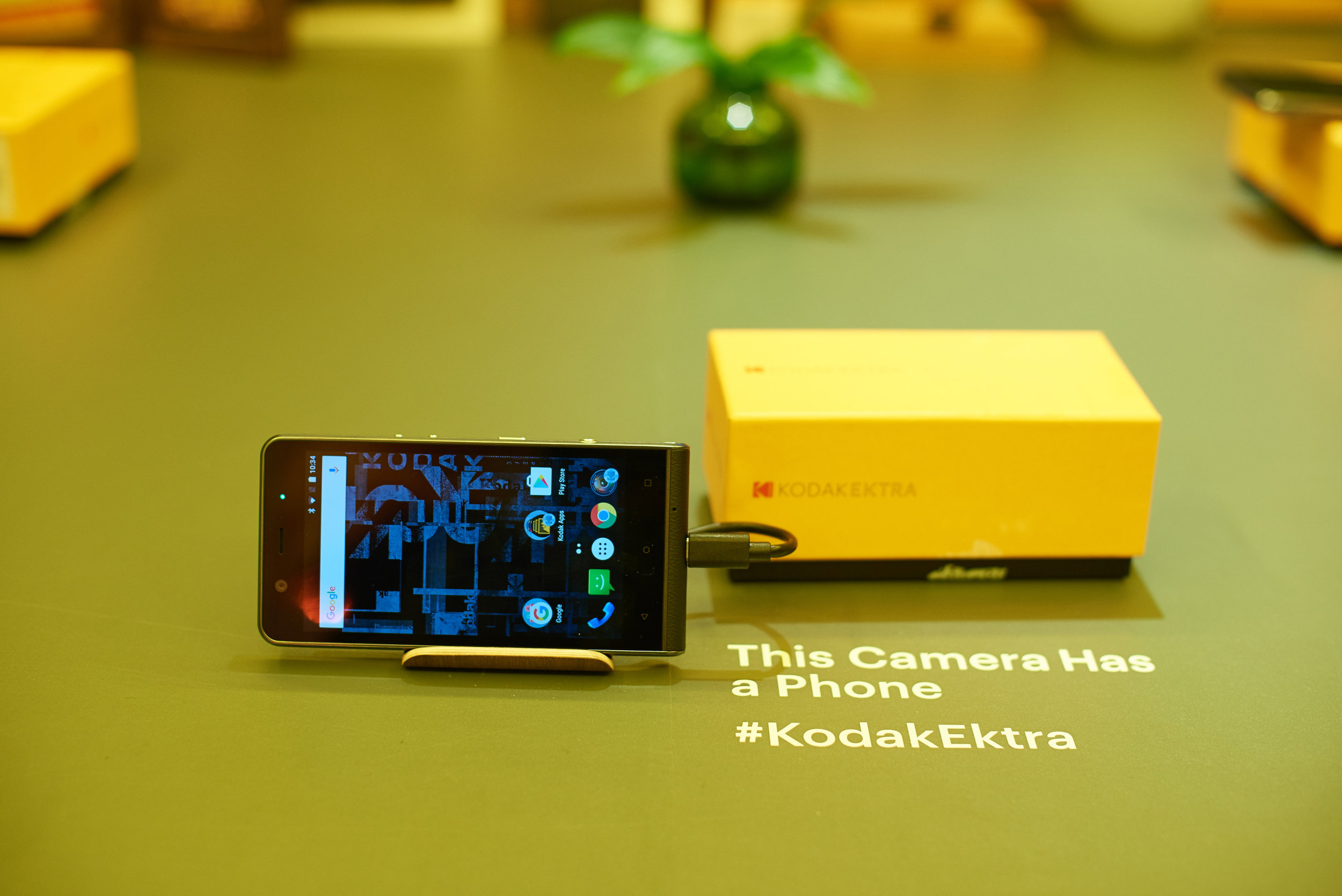 Film camera giants Kodak launched their latest smart phone just before christmas in 2016.
They had opened a pop up shop called Kodakery in London's Berwick Street in Soho, the pop up shop was a hit as it allowed people to come and try the phone's newest features such as being able to set the aperture, iso, shutter speed and even down to the White balance. The other features on the phone included being able to extend the phone memory and purchasing traditional prints. The pop up shop also allowed people to purchase branded clothing and kodak's tradition Portra 800 film.