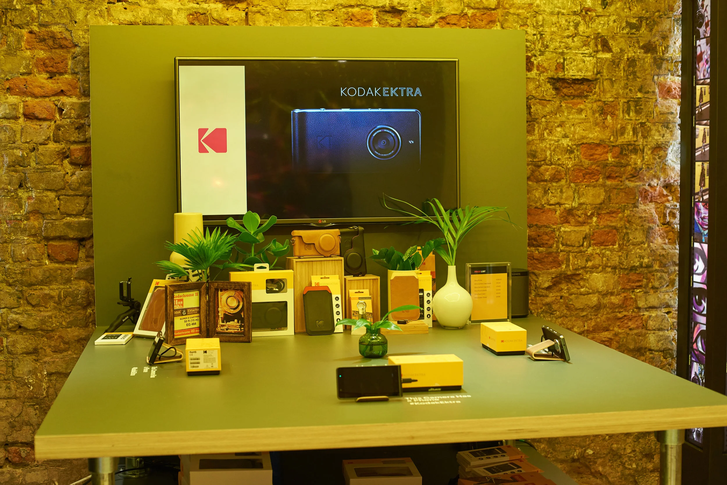 Film camera giants Kodak launched their latest smart phone just before christmas in 2016.
They had opened a pop up shop called Kodakery in London's Berwick Street in Soho, the pop up shop was a hit as it allowed people to come and try the phone's newest features such as being able to set the aperture, iso, shutter speed and even down to the White balance. The other features on the phone included being able to extend the phone memory and purchasing traditional prints. The pop up shop also allowed people to purchase branded clothing and kodak's tradition Portra 800 film.