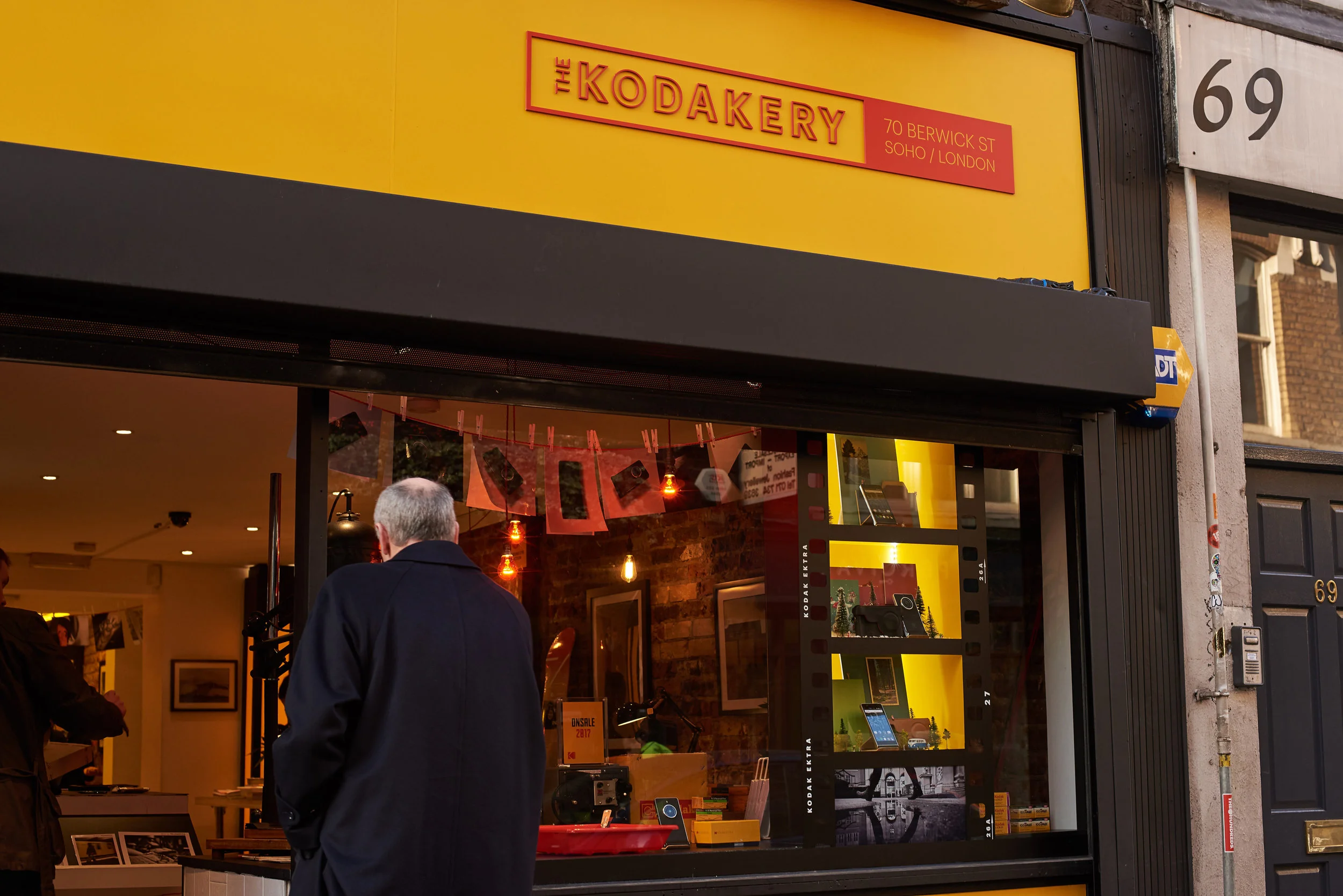 Film camera giants Kodak launched their latest smart phone just before christmas in 2016.
They had opened a pop up shop called Kodakery in London's Berwick Street in Soho, the pop up shop was a hit as it allowed people to come and try the phone's newest features such as being able to set the aperture, iso, shutter speed and even down to the White balance. The other features on the phone included being able to extend the phone memory and purchasing traditional prints. The pop up shop also allowed people to purchase branded clothing and kodak's tradition Portra 800 film.
