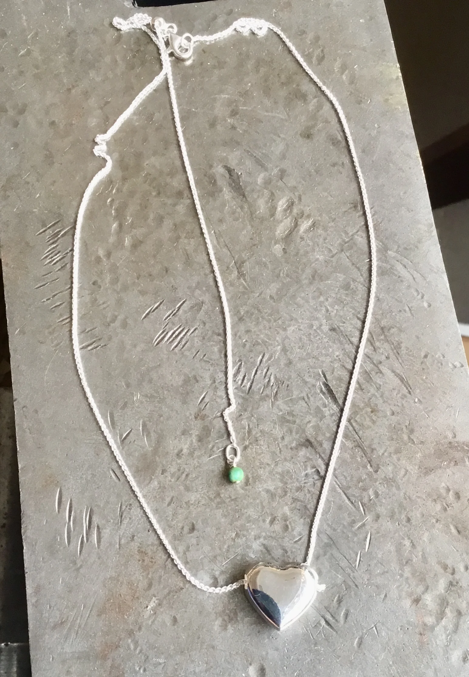 Sterling Silver Puffy Heart and Turquoise Drop