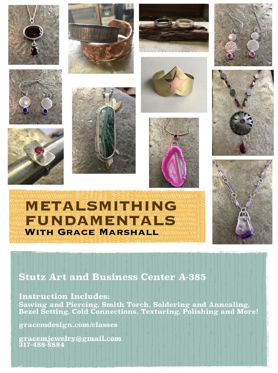 Metalsmith Foundations Class Meets Feb. 4, 18,25, Mar. 3, 17, 24, 31, Apr. 7