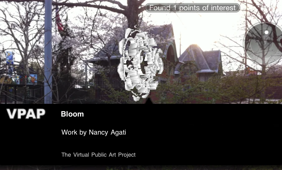 BLOOM Virtual form based on lace patterning hovered over within an augmented reality platform at 34th Street and Girard Avenue, Philadelphia 2011