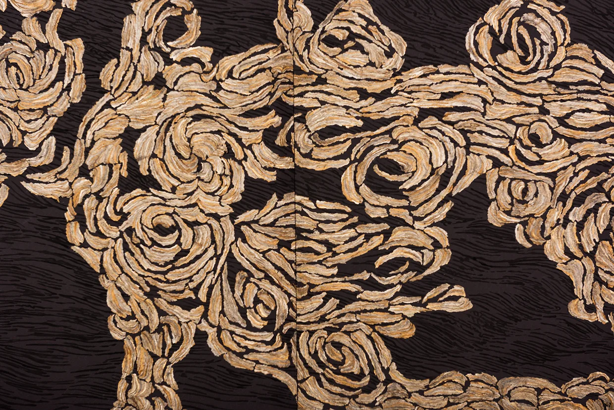    &nbsp;Nectar    wasps nest paper on black paper with india ink drawing - stitched&nbsp;  detail &nbsp; &nbsp; &nbsp; &nbsp; &nbsp;127" x 89" variable &nbsp; &nbsp; &nbsp;2016 (ongoing) 