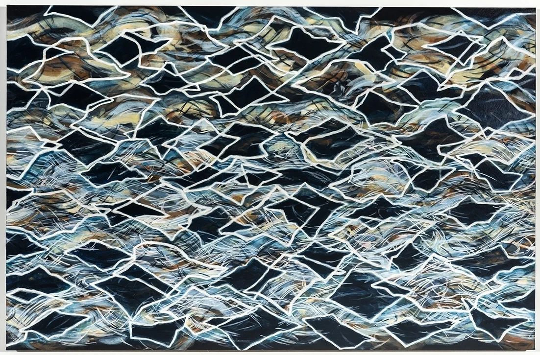 CONTINUUM -Royal mixed media painting on paper, mounted to panel ink, gouache, clay slip and polymer 40" x 26" 2015