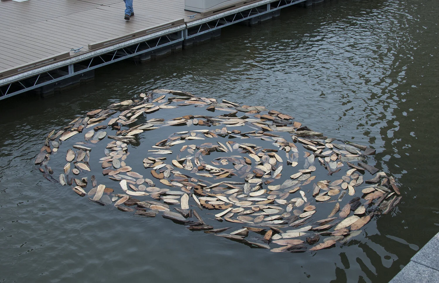   Evident Cycle     FLOW Exhibition 2019   driftwood, copper wire, fishing netting  14’ x 22’ variable   Independence Seaport Museum, Philadelphia, PA     