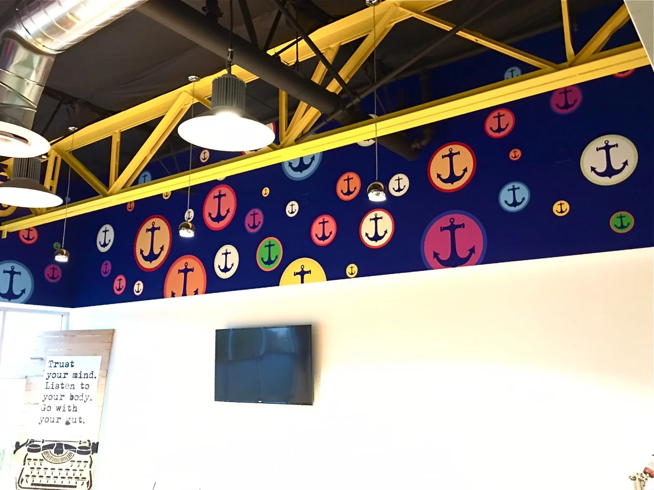 Hand Painted Logo Media Wall