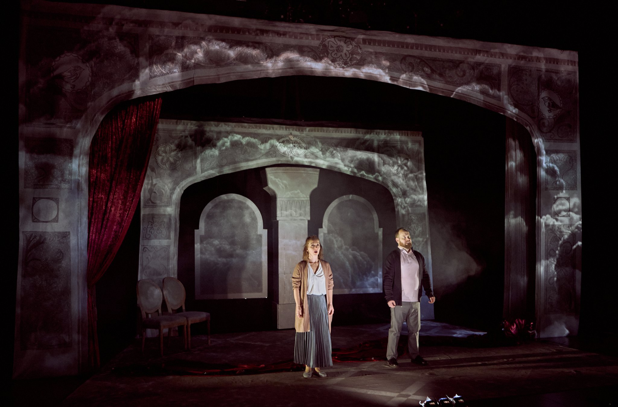 FIRST METIS MAN OF ODESA featuring Matthew MacKenzie and Mariya Khomutova. Directed by Lianna Makuch, Production Design by Daniela Masellis, Projection Design by Amelia Scott - 15. Photo by Alexis McKeown.jpg