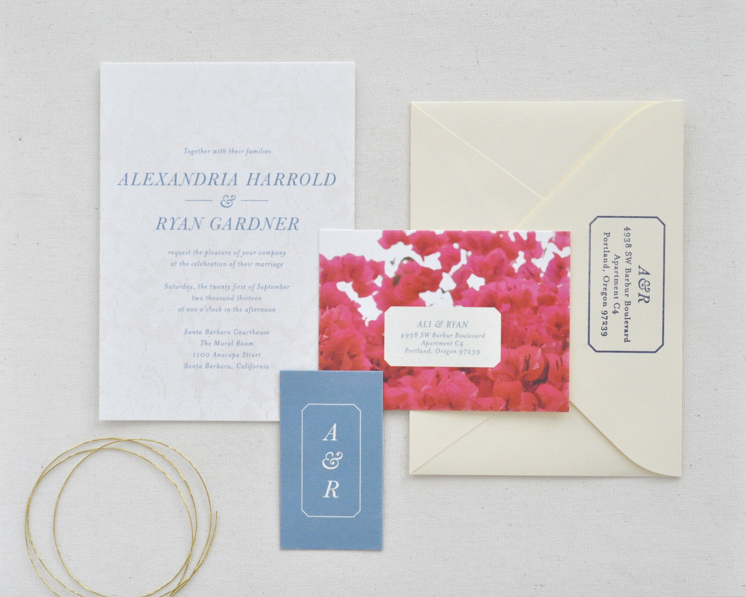 Bougainvillea & Lace Wedding Invitations / Paper & Type