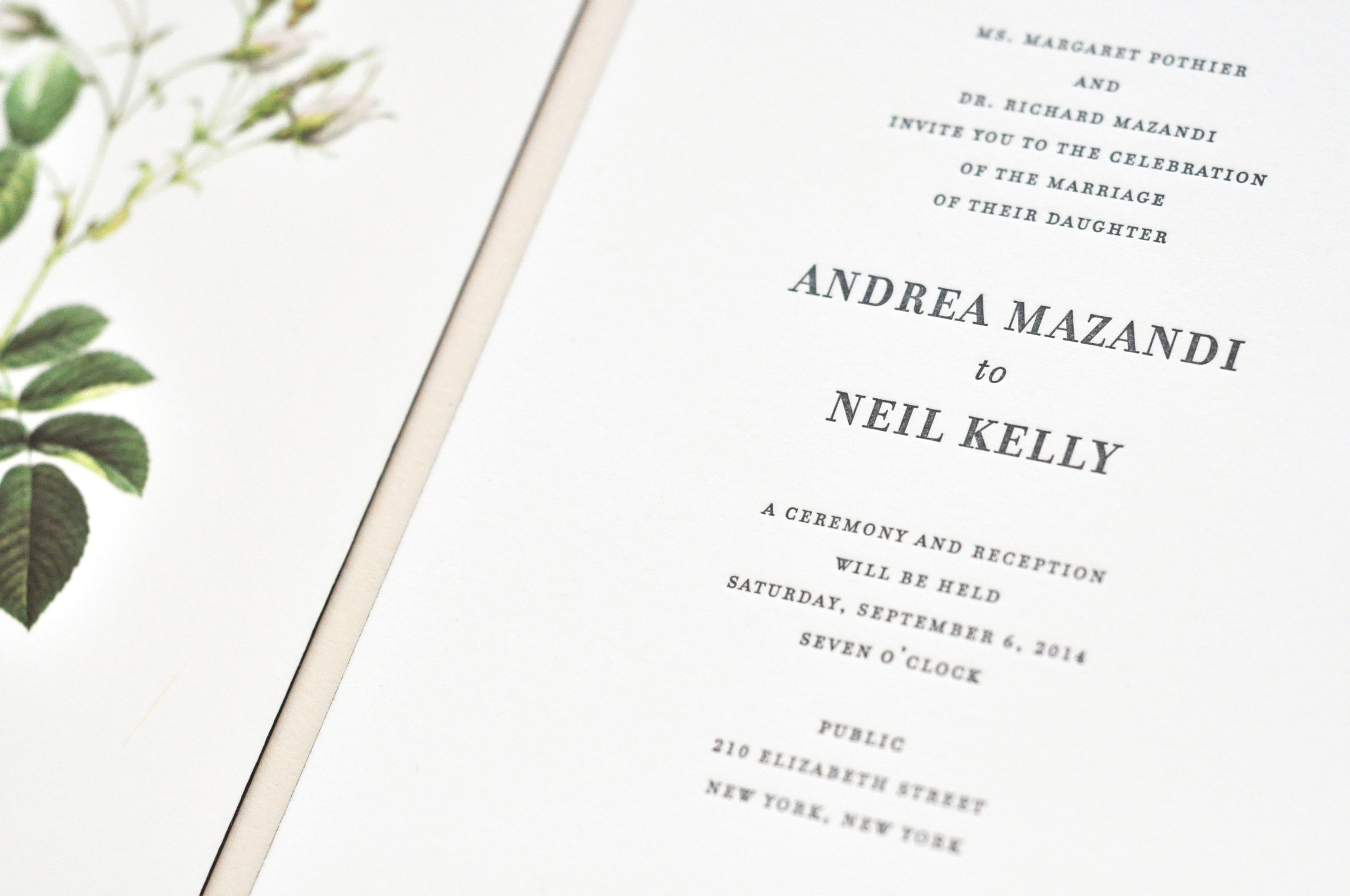 Andrea & Neil Wedding Invitation / Paper & Type.