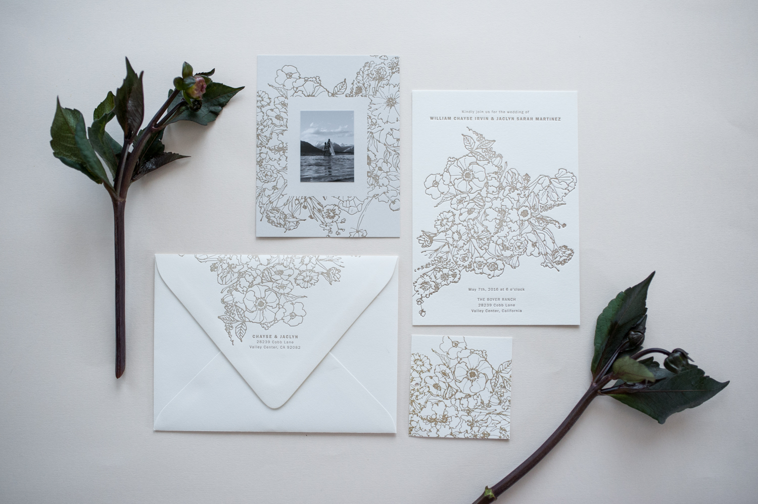 Allover Floral Invitation in Cream by Paper & Type, styling and photography by Emilie Anne Szabo