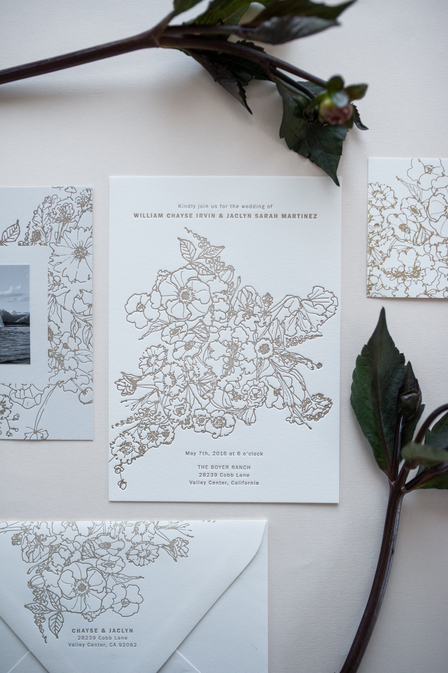 Allover Floral Invitation in Cream by Paper & Type, styling and photography by Emilie Anne Szabo