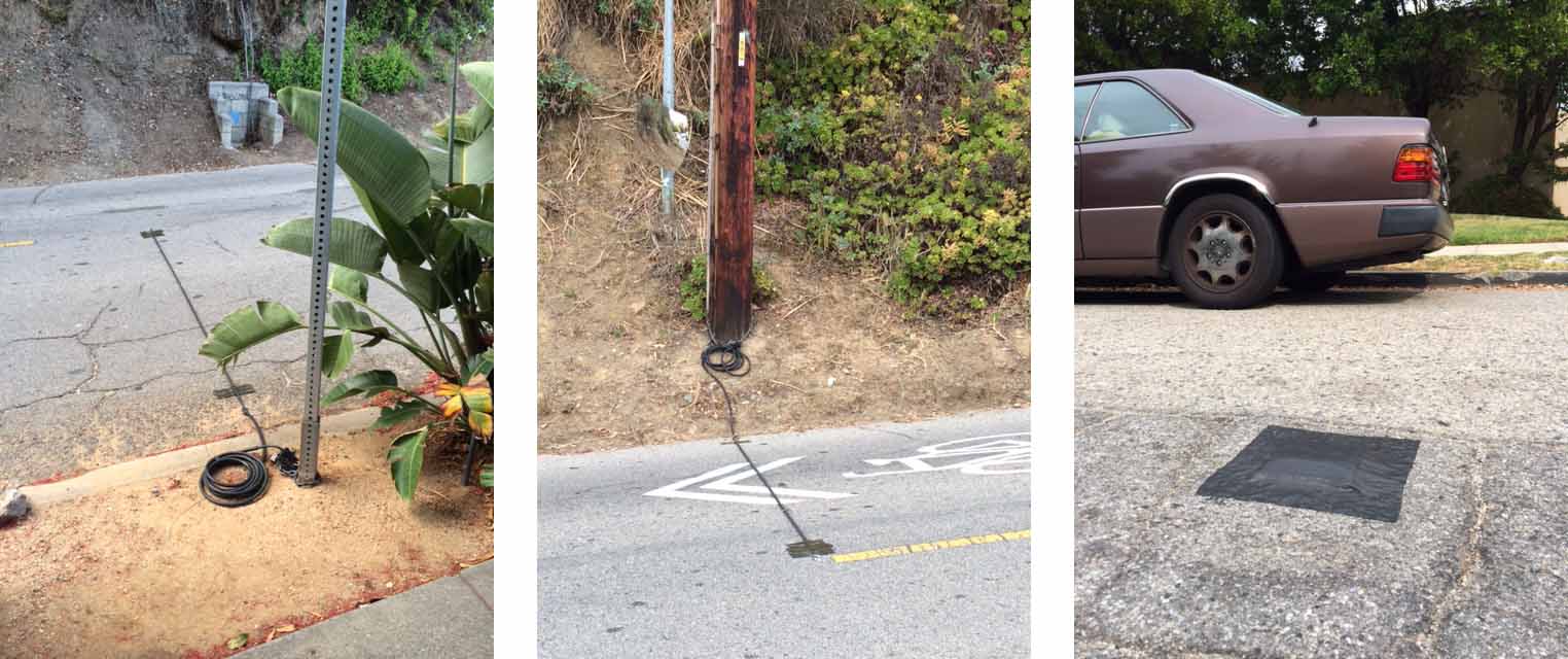 Uphill (left) and downhill (center) monitor on Ocean Avenue Extension; monitor on Mabery (right).