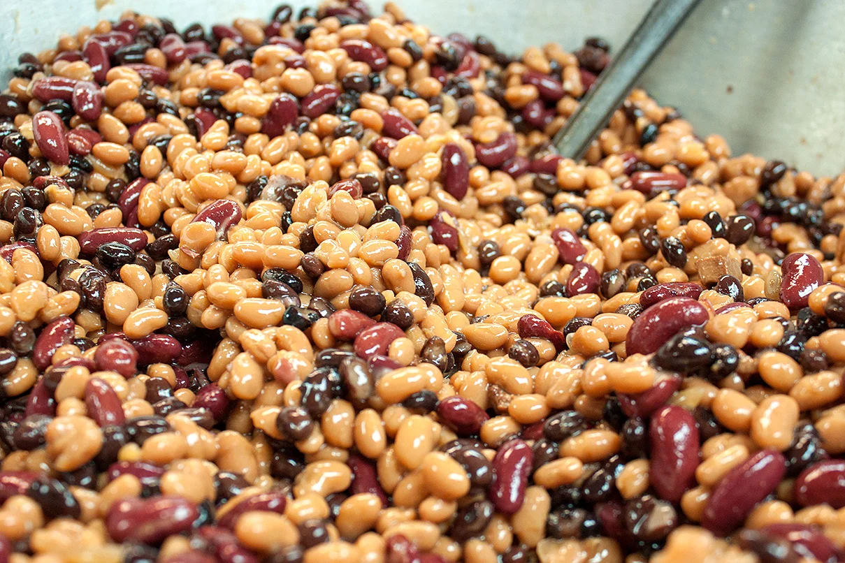 Drained Black, Kidney & Haricot Beans.