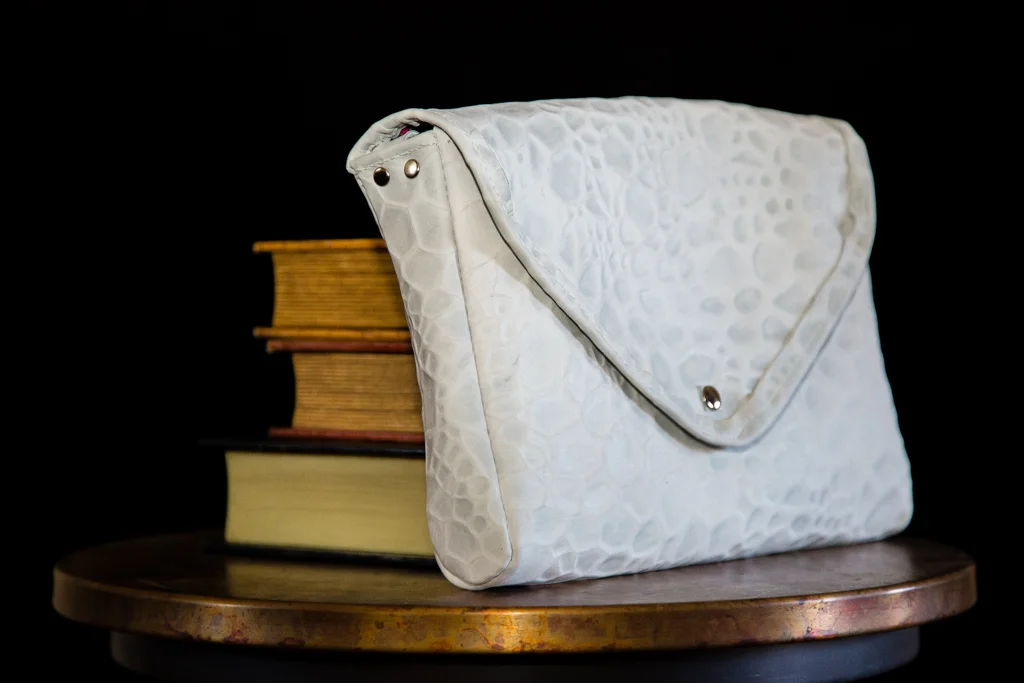 White Leather Envelope Clutch