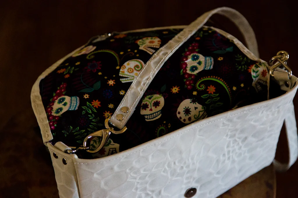 White Leather Envelope Clutch-Opened