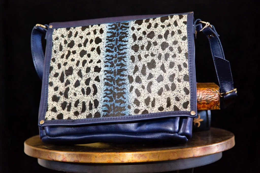 Lizardskin Accented Messenger Bag
