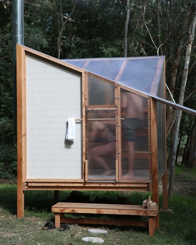 Snapshot from a not too socially distant past ~ prefab sauna designed by @studiorain_ which we helped create for Melbourne Design Week in March 🧖🏼&zwj;♀️ 🧖🏽&zwj;♂️