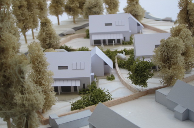 .........1:200 scale site model for three passive houses