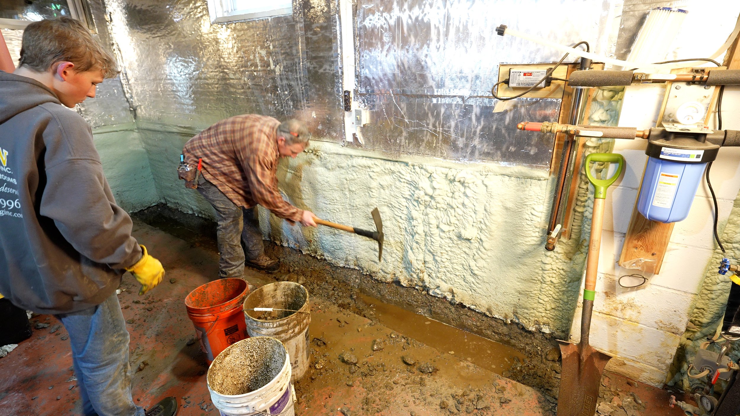 digging an interior French drain system