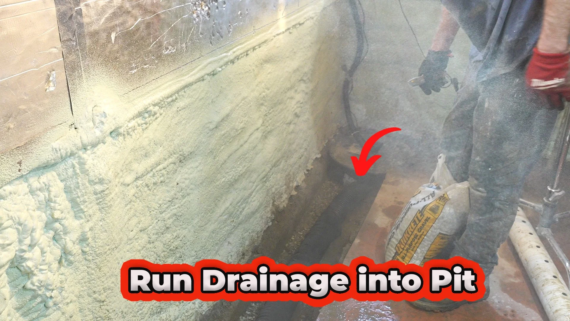 drainage pipe into sump pump basin