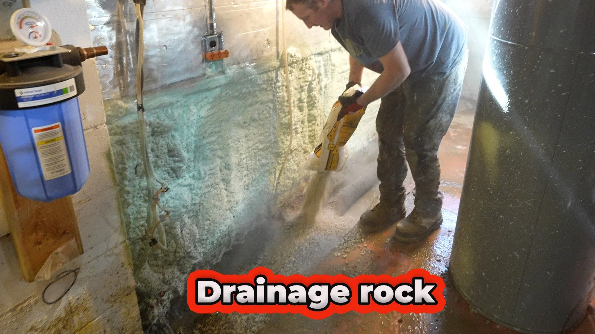 drainage rock for interior French drain
