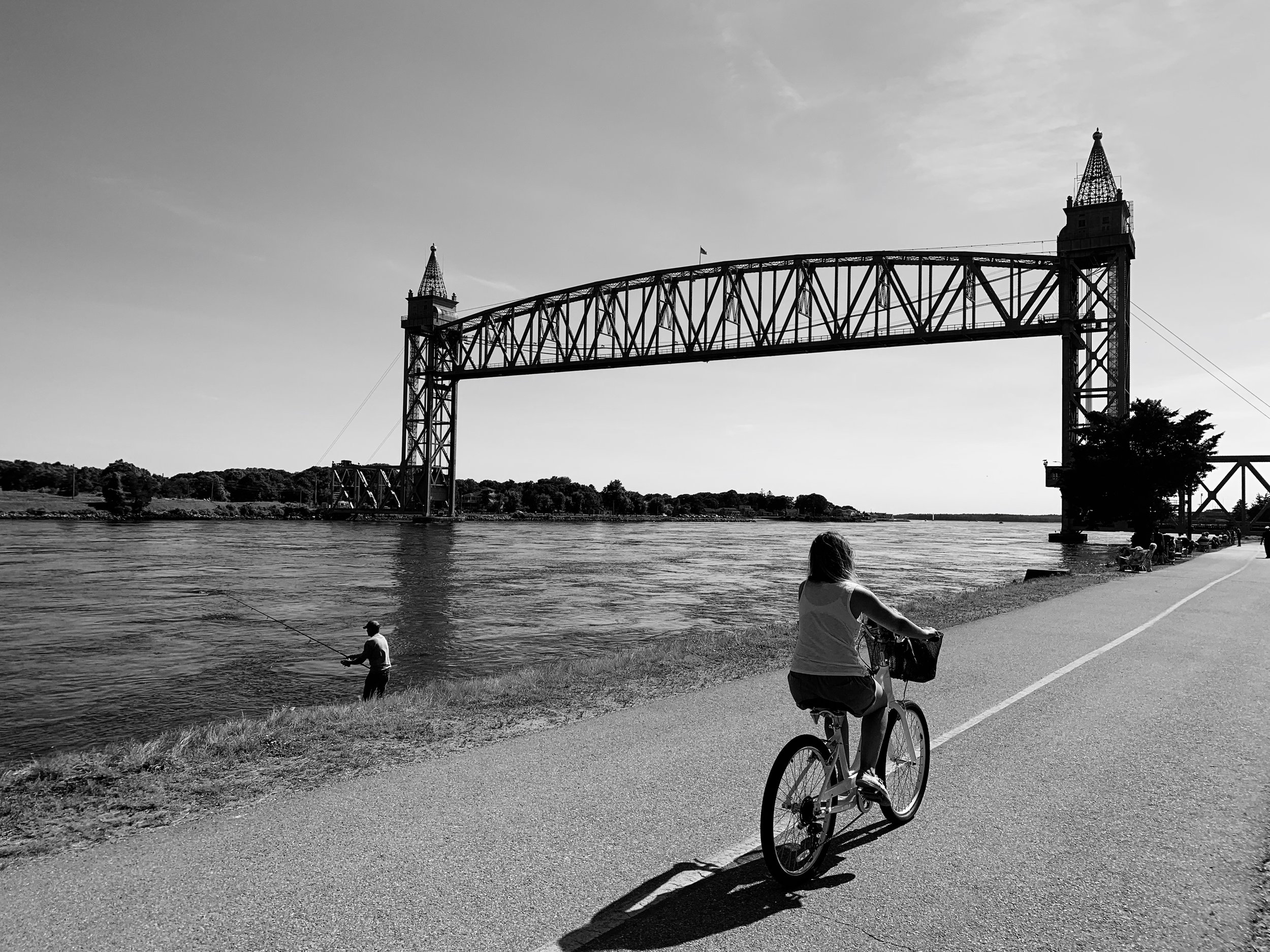 Canalside Fun - b&w