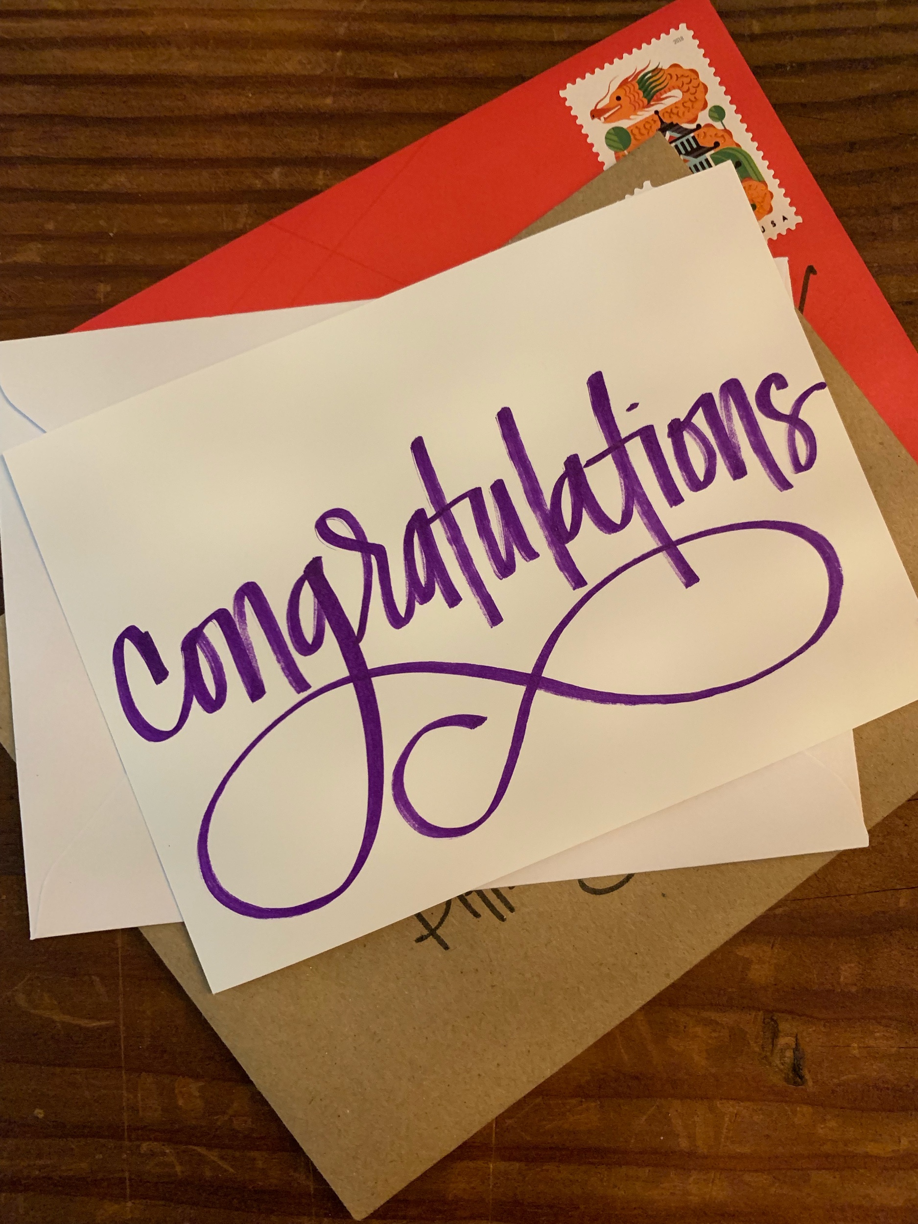 I love picking out a beautifu letterpress card or finding the perfect boxed stationary at the local store, but when I get the chance I often handletter my cards. 