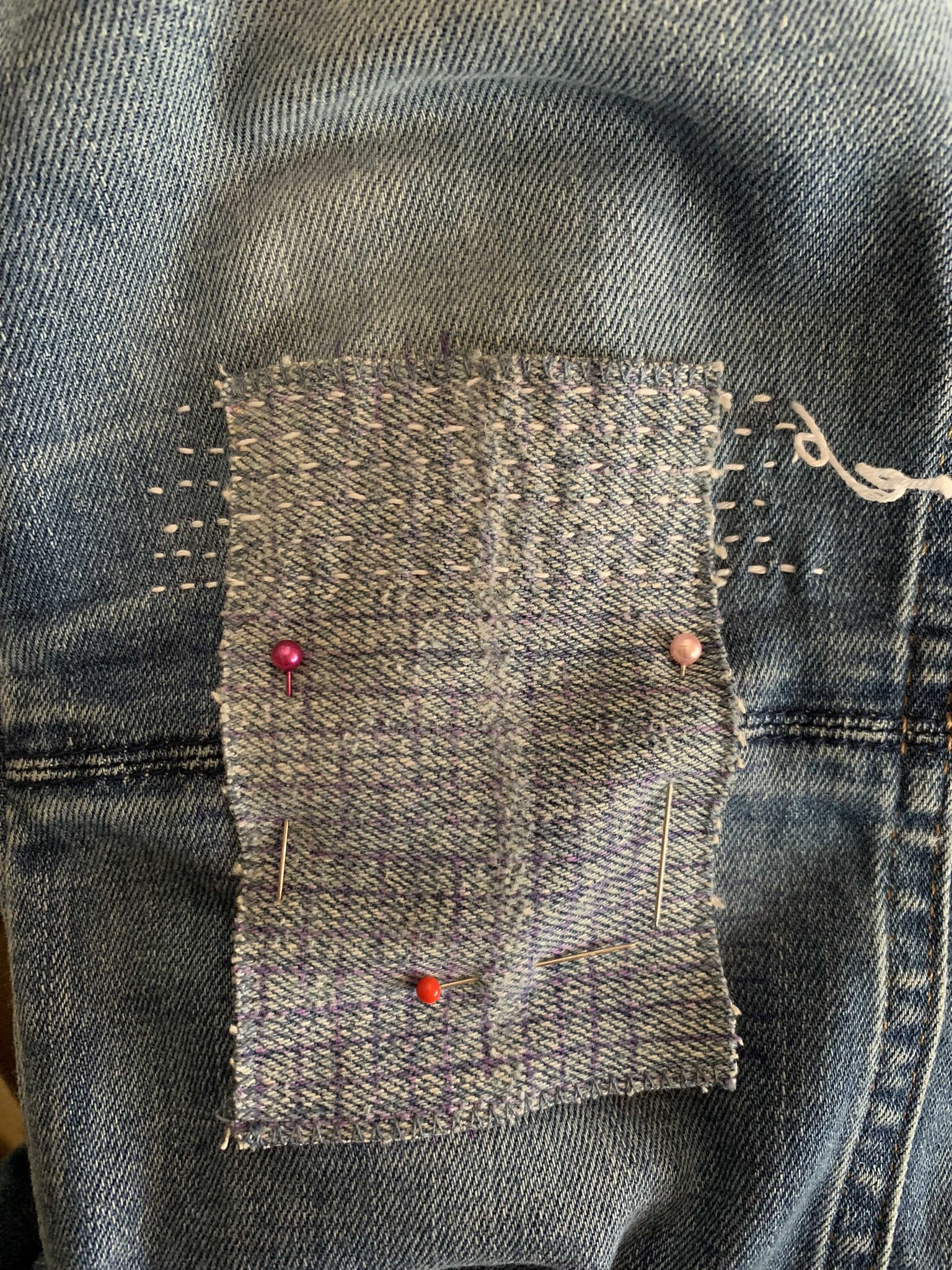 Sashiko stitches are pretty easy to learn, because you are following a grid. Use a fabric pen or chalk to make your guidelines.