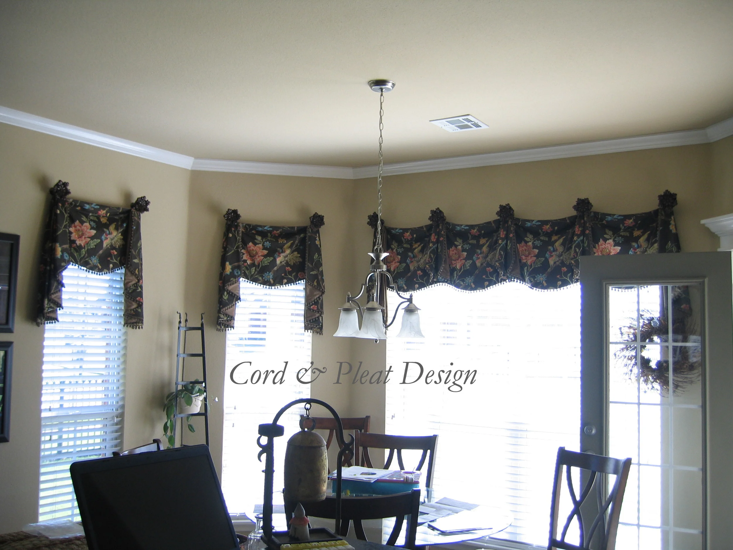 Shaped valances w/bells & tails