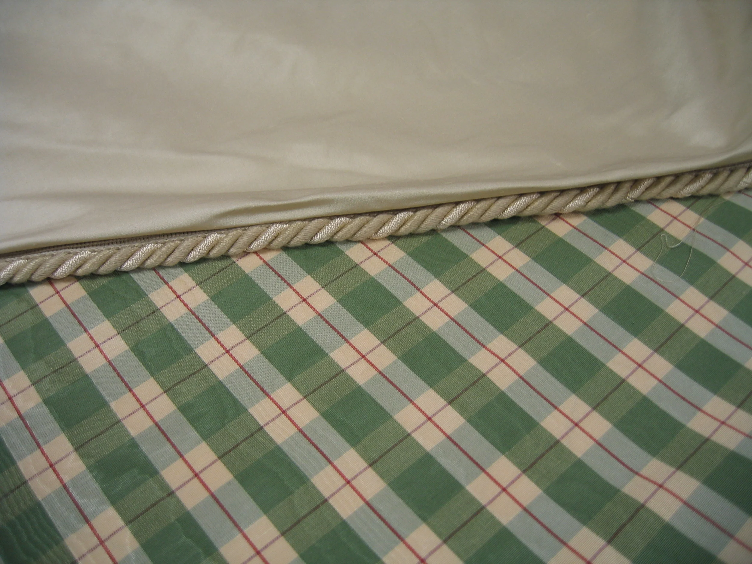 More box pleated valances and panels. There is a trim for the bottom of these valances - have not received it yet!