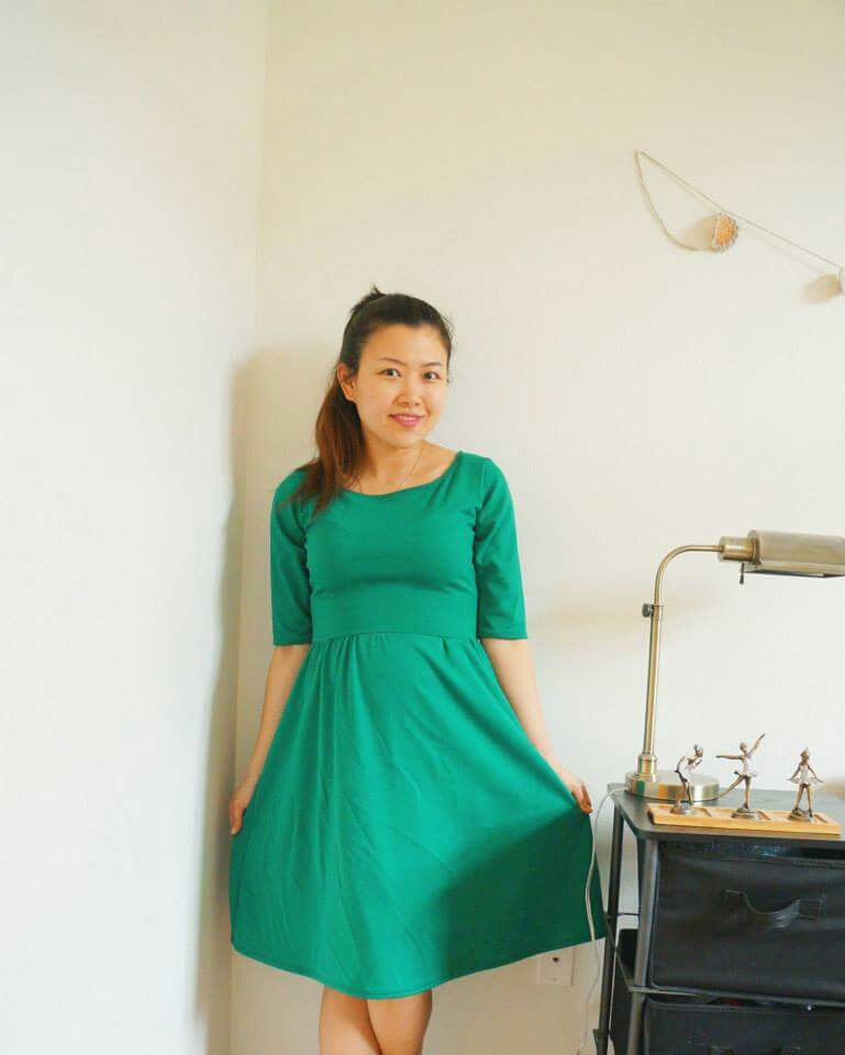 Moneta Dress in green double knit. | Handmade Fashion at CandyandBagel.com