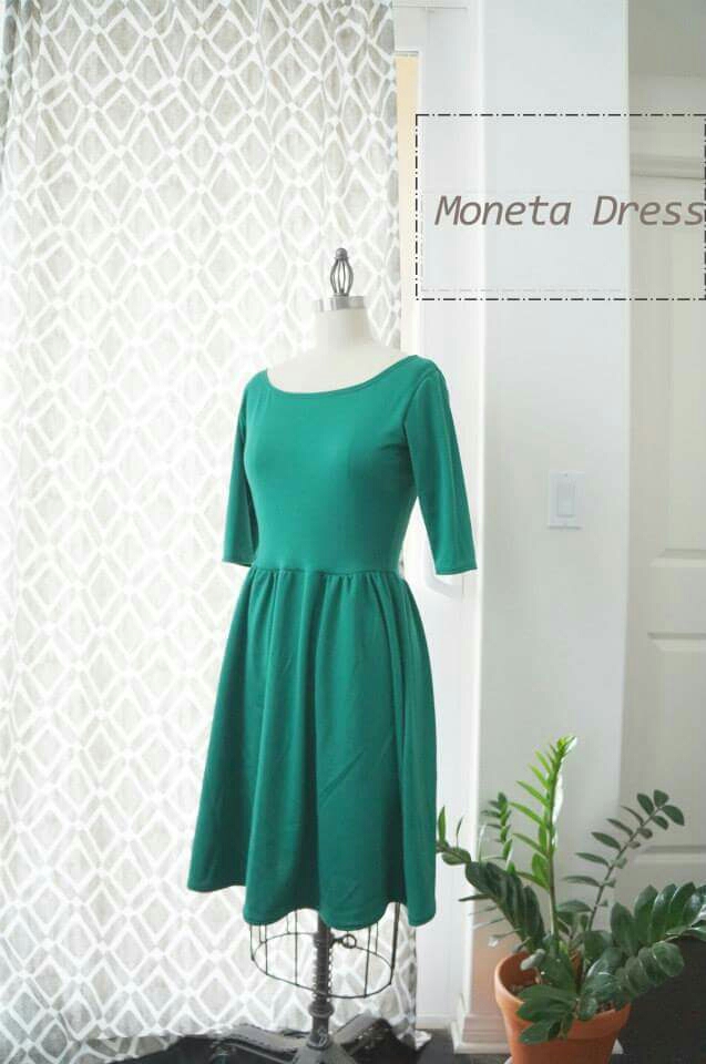 Colette Patterns Moneta Dress in Green Double Knit fabric. www.candyandbagel.com