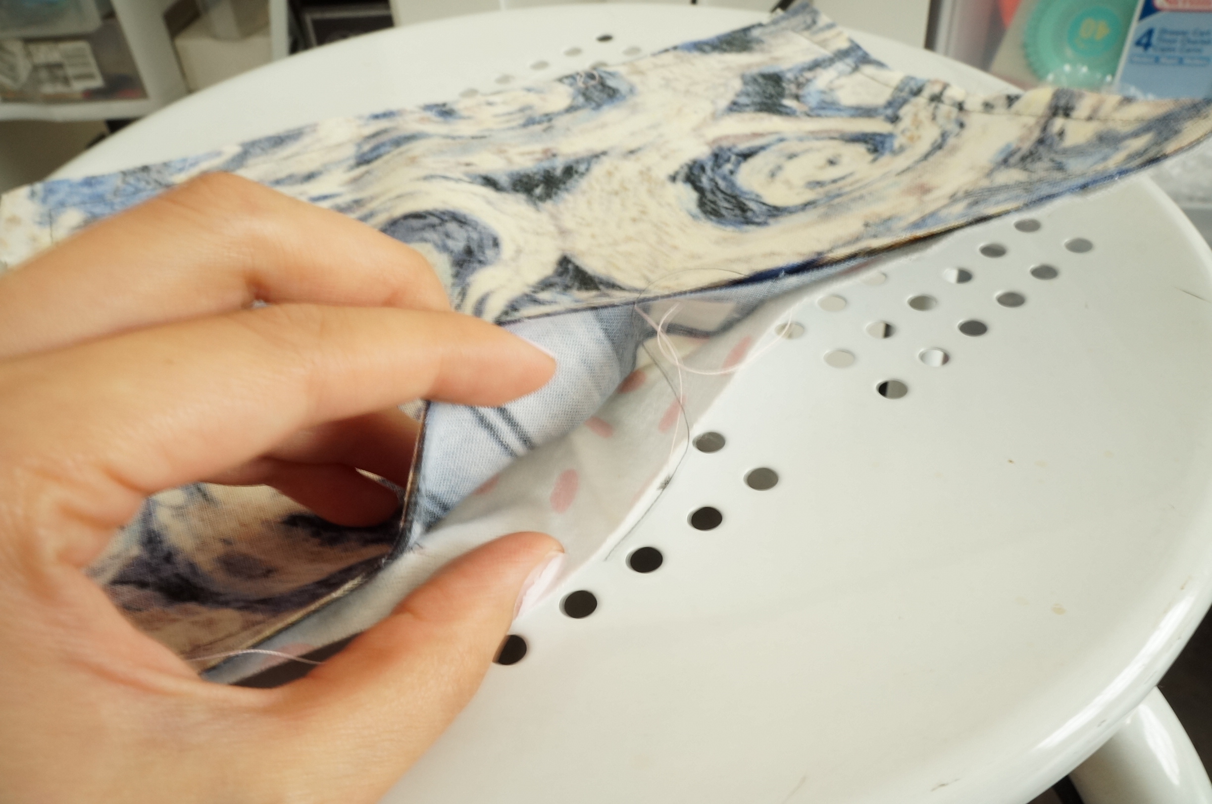 5. Stitch, ;eaving a small opening.